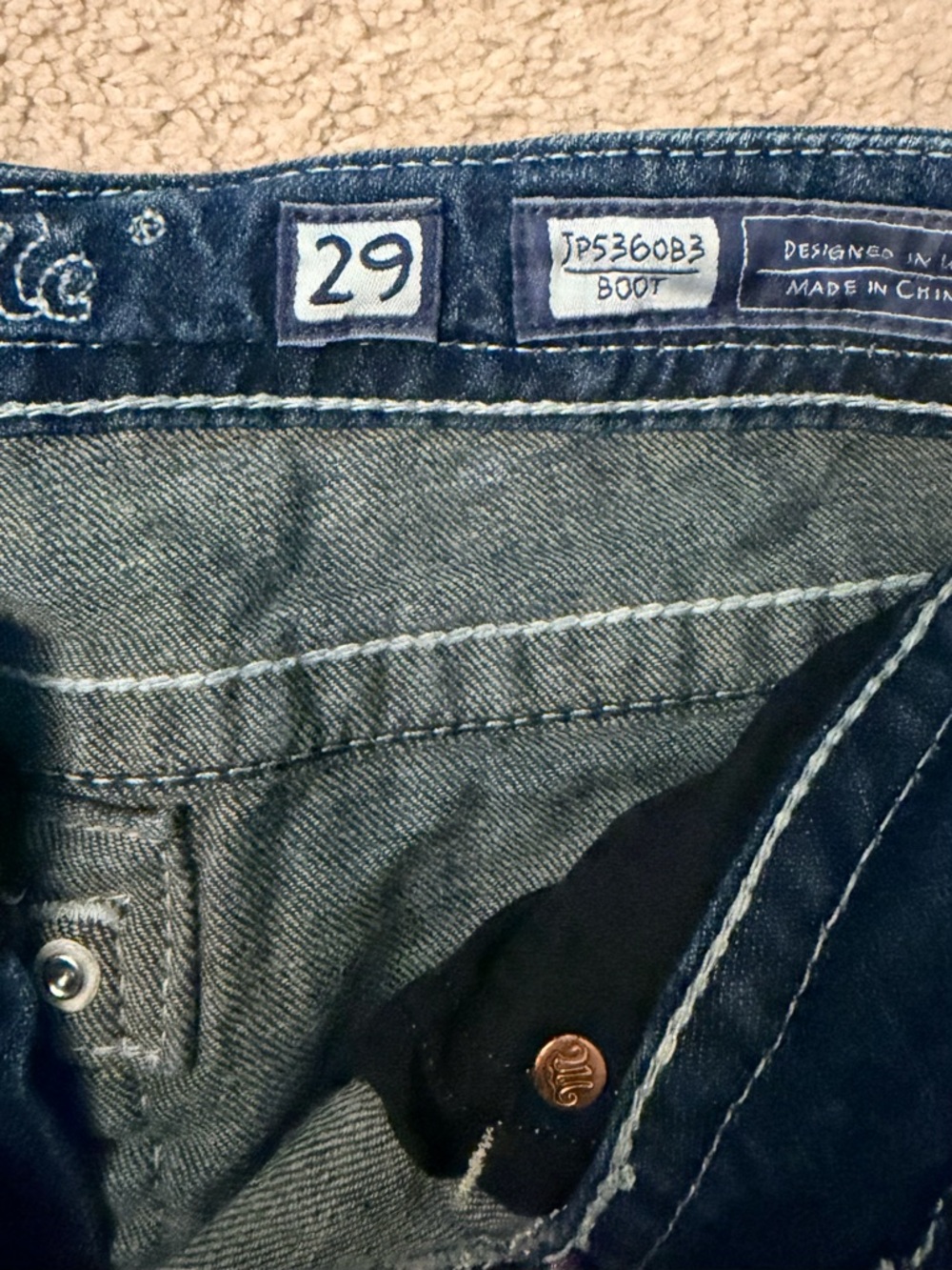 Miss Me Dark Blue Boot Cut Jeans with Embroidered Pocket - Picture 4 of 7